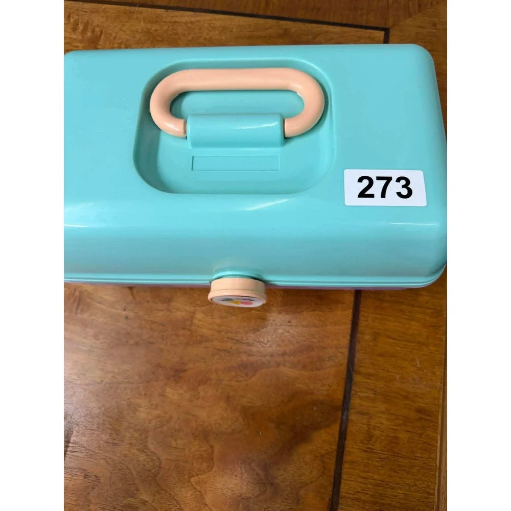 Vtg Caboodles On-The-Go Girl Teal Purple Makeup Case Organizer Mirror Model 5626